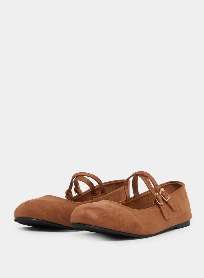 Styli Brown Flat Ballet Shoes