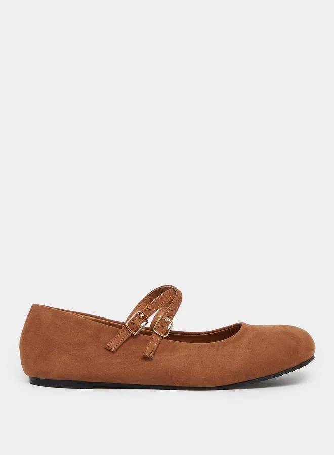 Styli Brown Flat Ballet Shoes