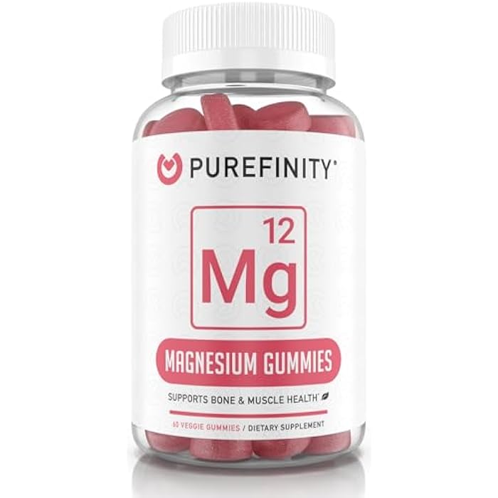 PUREFINITY Magnesium Citrate Gummies 600 mg for Adults – High Absorption Supplement for Cramps, Muscle Recovery, Sleep, Bone, and Energy Support – Non-GMO, Allergen Free – 60 Vegan Gummies - Image 1