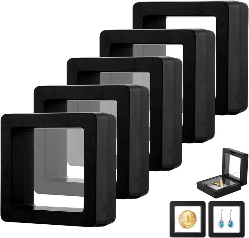 EARTHCONE Coin Display Case Box Holder Ornament Organizer Floating Display Frame AntiOxidation Travel Jewelry 3D Floating Shadowbox 6Pcs