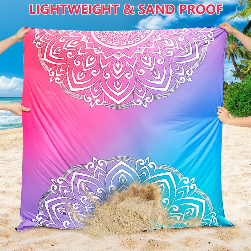 WIWIGO Beach Blanket Waterproof Sandproof Beach Mat 79" X 83"/10'x9'for 2-8 Adults Quick Drying Outdoor Picnic Mat Beach Accessories for Travel, Camping, Hiking - Image 4