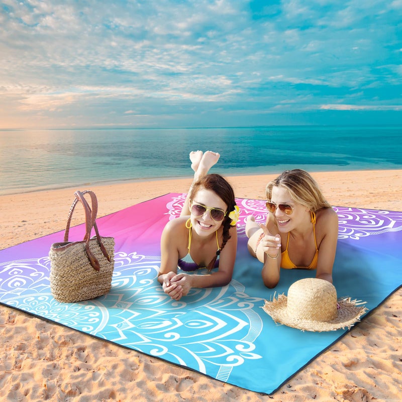 WIWIGO Beach Blanket Waterproof Sandproof Beach Mat 79" X 83"/10'x9'for 2-8 Adults Quick Drying Outdoor Picnic Mat Beach Accessories for Travel, Camping, Hiking - Image 3