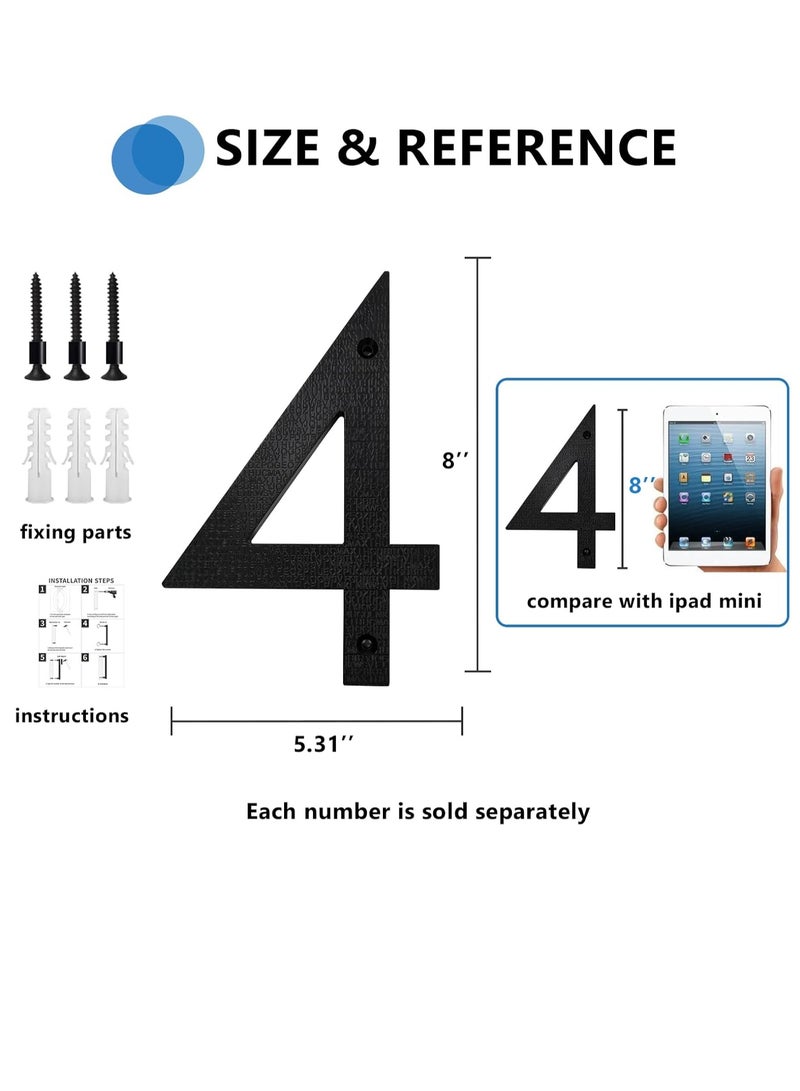 رات سو 8 بوصة أرقام البيت العائم لخارج أسود كبير مضاد للصدأ رقم المنزل مع مسامير عدة وقالب سهل أن يتم خيانه لعنوان البيت الخارجي شارع بوابة الجراج رقم المزرعة 4. - Image 5