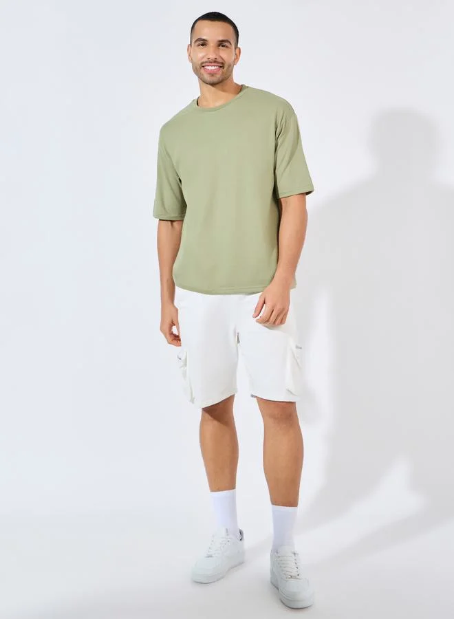 Styli Cotton Rich Oversized T-Shirt with Crew Neck