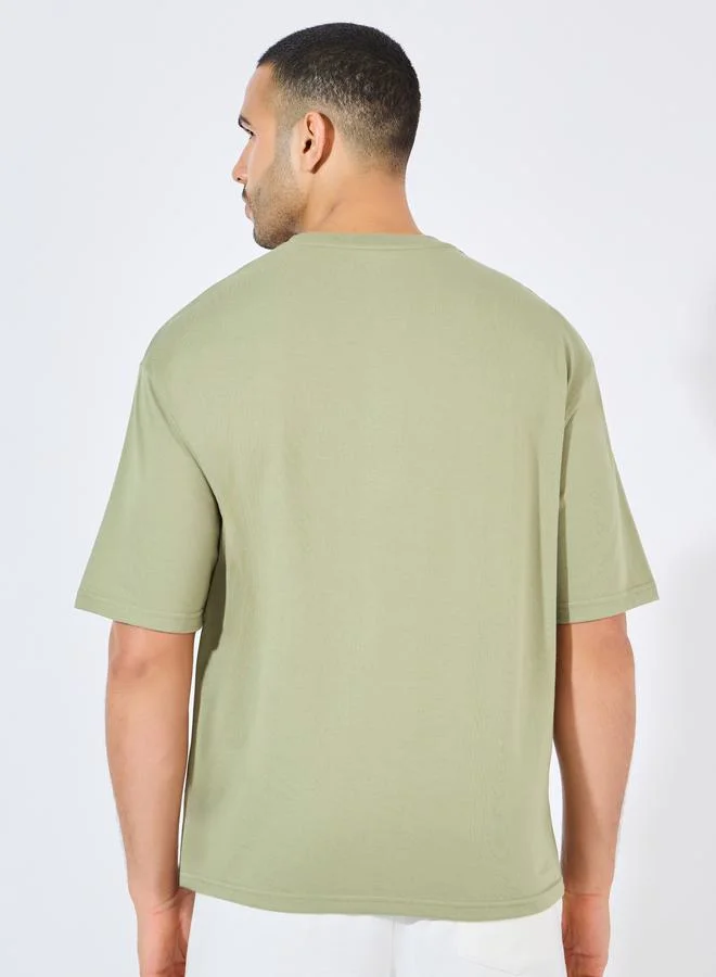 Styli Cotton Rich Oversized T-Shirt with Crew Neck