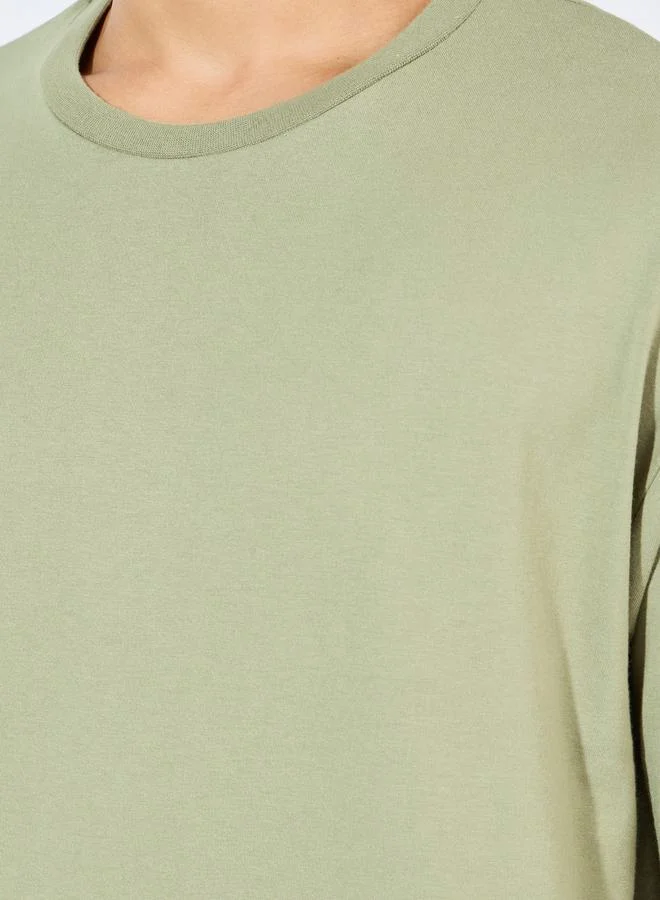 Styli Cotton Rich Oversized T-Shirt with Crew Neck