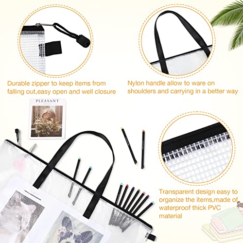 Saintrygo 20 Pcs Art Portfolio Bag, 19'' x 25'' Clear Portfolio Folder for Artwork with Zipper and Handle A4 Pencil Bag 9'' x 13'' Plastic Mesh Zipper Pouch for Large Posters Artwork Bulletin Boards Painting - Image 3