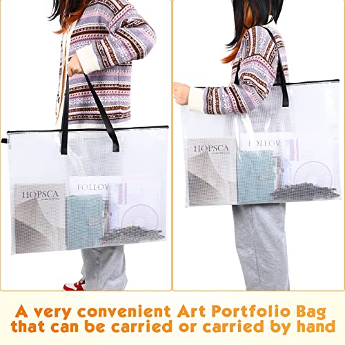 Saintrygo 20 Pcs Art Portfolio Bag, 19'' x 25'' Clear Portfolio Folder for Artwork with Zipper and Handle A4 Pencil Bag 9'' x 13'' Plastic Mesh Zipper Pouch for Large Posters Artwork Bulletin Boards Painting - Image 5