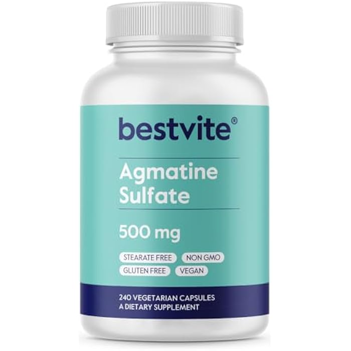 BESTVITE بيستفايت أغماتين سلفات 500 ملغ (240 كبسولة نباتية) - بدون ستيرات - نباتي - غير معدّل وراثيًا - خالي من الغلوتين - Image 1