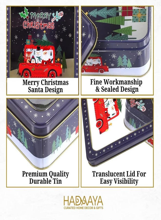 hadaaya Metal Cookie Tin with Clear Lid, Square Multipurpose Storage Container for Cookies, Candy, Snacks, Chocolate Cake, Crafts, Ideal for Parties & Gift Giving - Image 4
