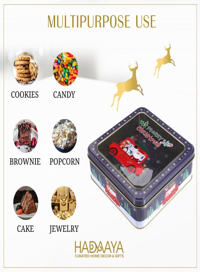 hadaaya Metal Cookie Tin with Clear Lid, Square Multipurpose Storage Container for Cookies, Candy, Snacks, Chocolate Cake, Crafts, Ideal for Parties & Gift Giving - Image 5