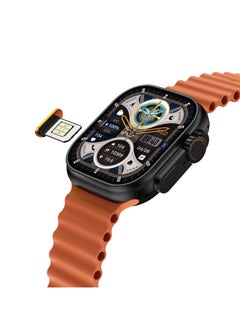 GREEN LION 4G Ultra Smart Watch for Men / Andriod / Nano Sim /2MP Camera / Calls /Notifications / Health Tracker/ Black Dial with Orange Band  - Image 2