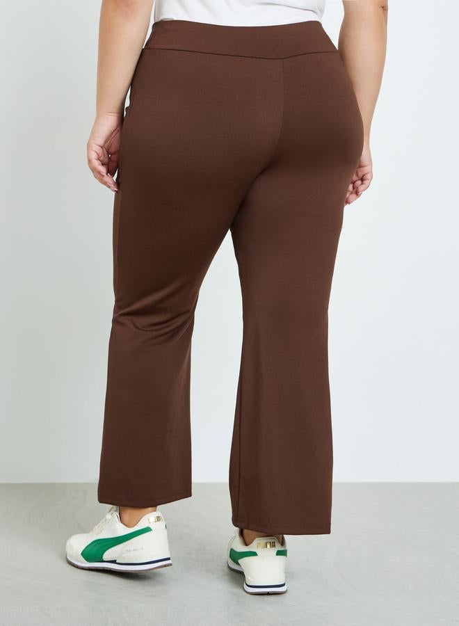 Styli Plus Size Brown Flared Trousers - Image 4