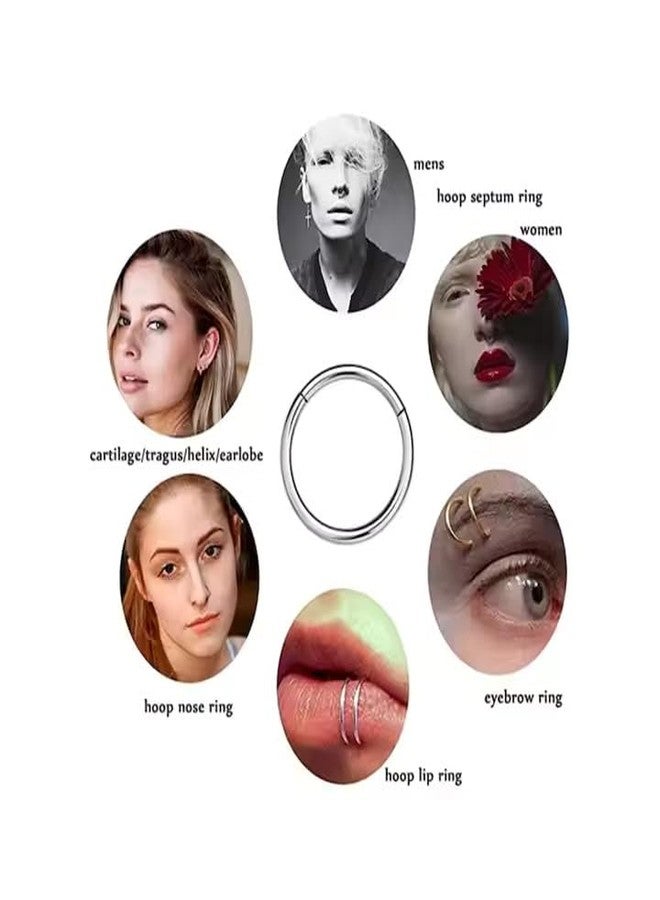 SIGMA PRO Stainless Steel Hinged Segment Hoop Ring for Nose Septum Ear Lip | Surgical Steel Piercing Ring with Smooth Surface | Easy Open and Close | Unisex Body Jewellery - Image 3