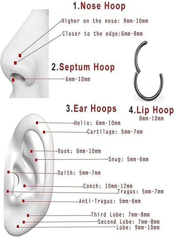 SIGMA PRO Stainless Steel Hinged Segment Hoop Ring for Nose Septum Ear Lip | Surgical Steel Piercing Ring with Smooth Surface | Easy Open and Close | Unisex Body Jewellery - Image 5