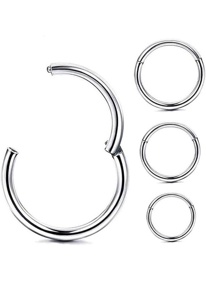 SIGMA PRO Stainless Steel Hinged Segment Hoop Ring for Nose Septum Ear Lip | Surgical Steel Piercing Ring with Smooth Surface | Easy Open and Close | Unisex Body Jewellery - Image 1