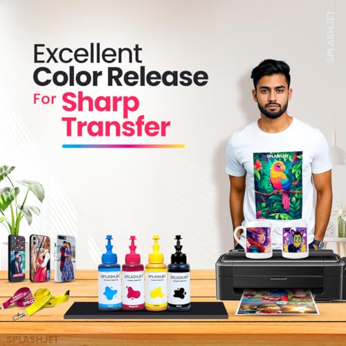 Splashjet Sublimation Ink for Epson - Heat Transfer Printing on Mugs, Mobile Cases, Polyester T-Shirts etc for use with Epson Printers - L130, L220, L360, L380, L1300 - (70gm x 4 Colour) - 501906 - Image 4