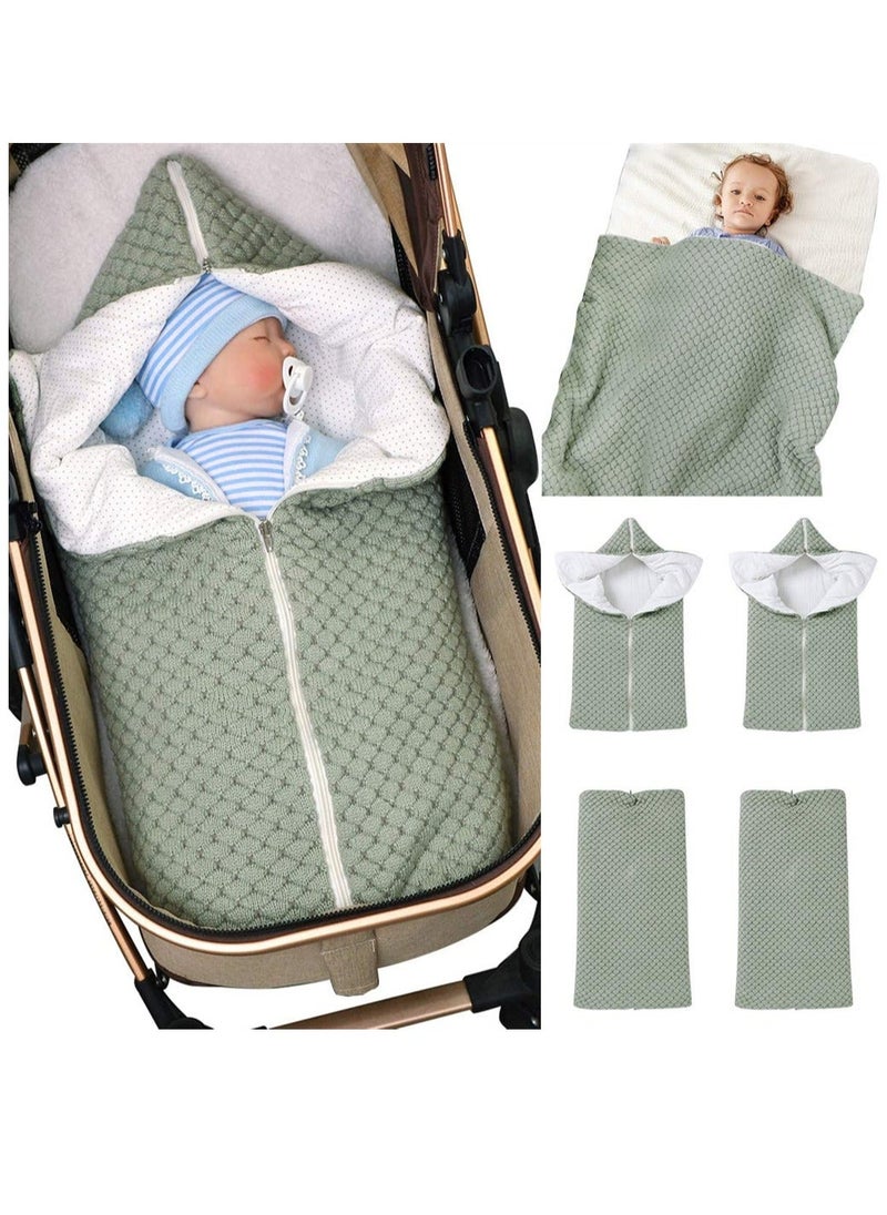 Generic Baby Sleeping Bag Sack Knitted Infant Stroller Wrap Soft Warm Zipper Newborn Swaddle Blanket Shower Gift for 0-12 Months Babies  - Image 1