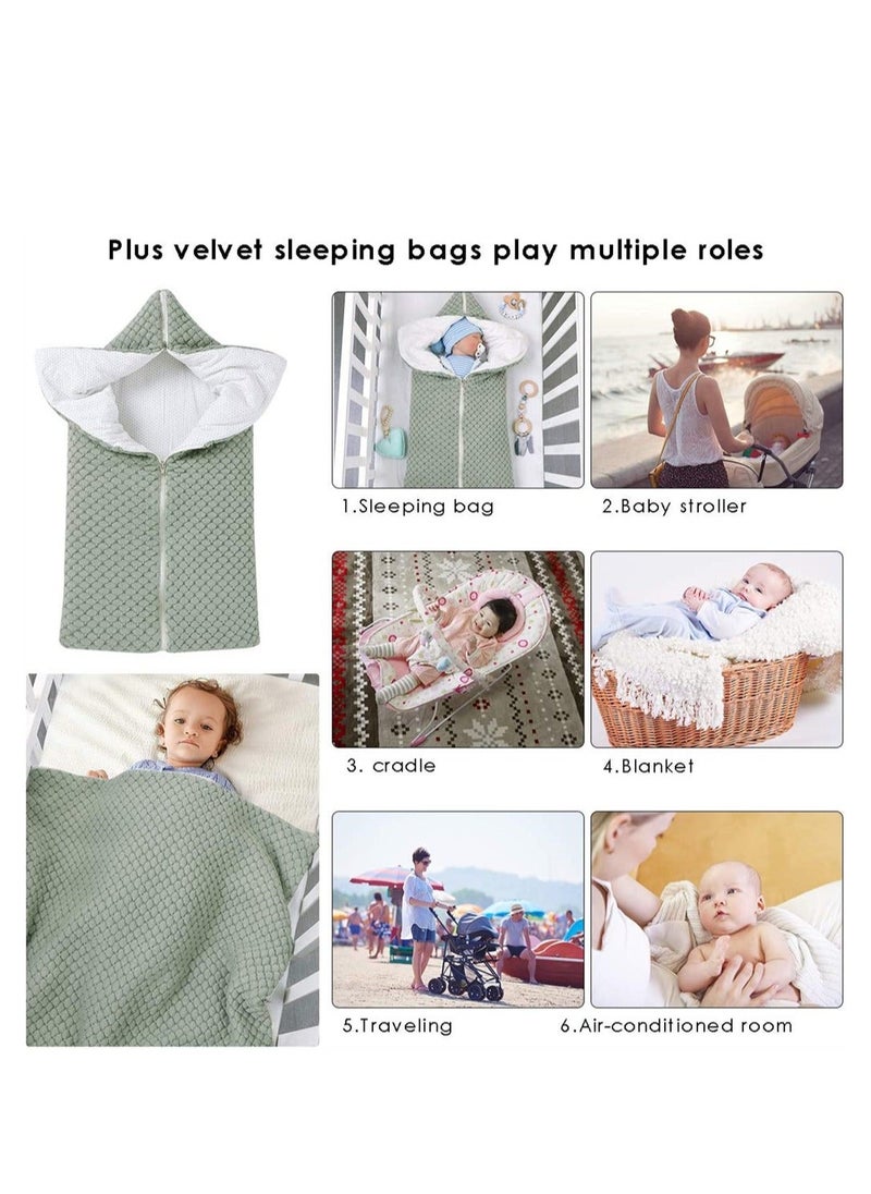 Generic Baby Sleeping Bag Sack Knitted Infant Stroller Wrap Soft Warm Zipper Newborn Swaddle Blanket Shower Gift for 0-12 Months Babies  - Image 4