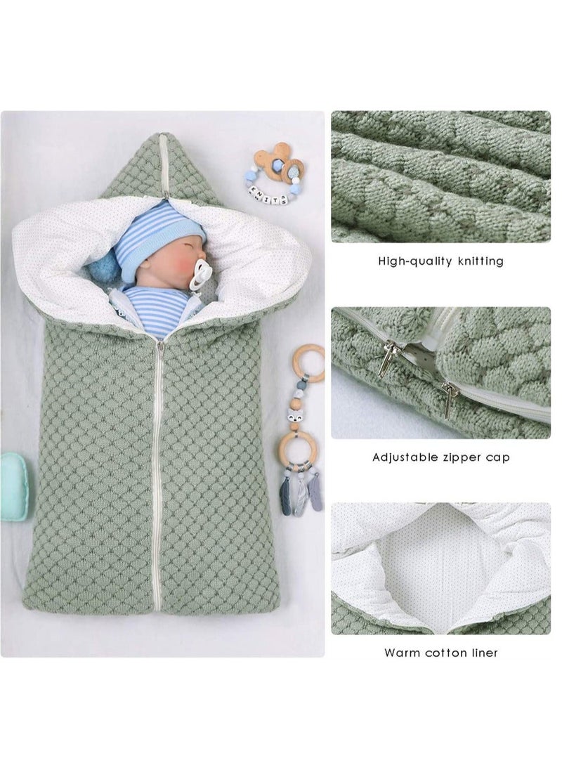 Generic Baby Sleeping Bag Sack Knitted Infant Stroller Wrap Soft Warm Zipper Newborn Swaddle Blanket Shower Gift for 0-12 Months Babies  - Image 3