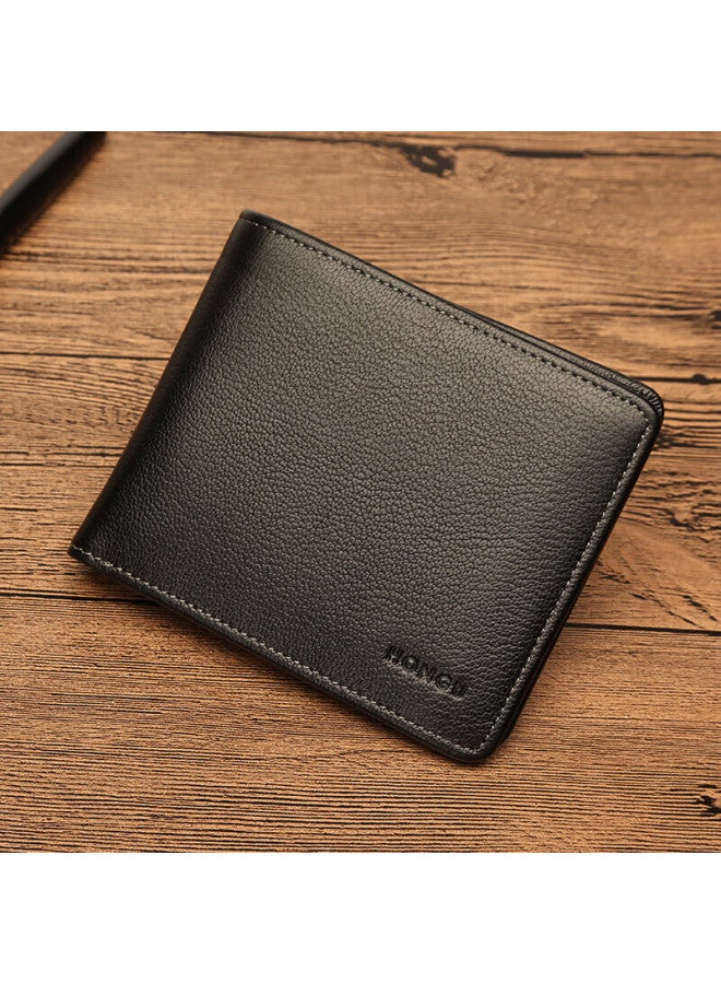 Hongu Men's Wallet, Business-style Top-grain Leather Short Wallet, Gift Box Set, Birthday Present For Boyfriend - Image 1
