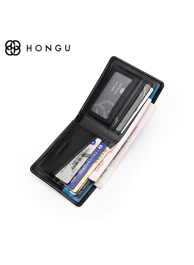 Hongu Men's Wallet, Business-style Top-grain Leather Short Wallet, Gift Box Set, Birthday Present For Boyfriend - Image 3