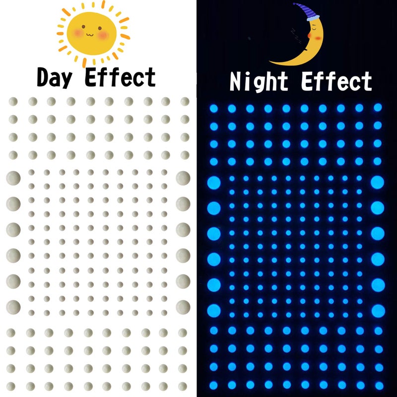 Neasyth 808 PCS Glow in The Dark Stars for Ceiling, Glowing Wall Decals Decor Stickers,(404 Pcs Green and 404 Sky Blue) 3D Adhesive Dots Decor Starry Sky Decor for Kids Bedroom or Birthday Gift - Image 2