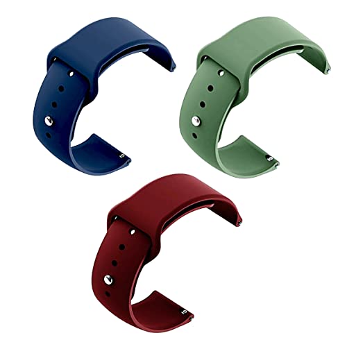 NOTYEX Soft Silicone Strap Replacement Band for Apple || Realme || Boat || Noise || Fireboltt || Amazfit || Samsung || Oneplus Smart Watch Straps (BLUE/GREEN/WINRED, 22MM) - Image 1
