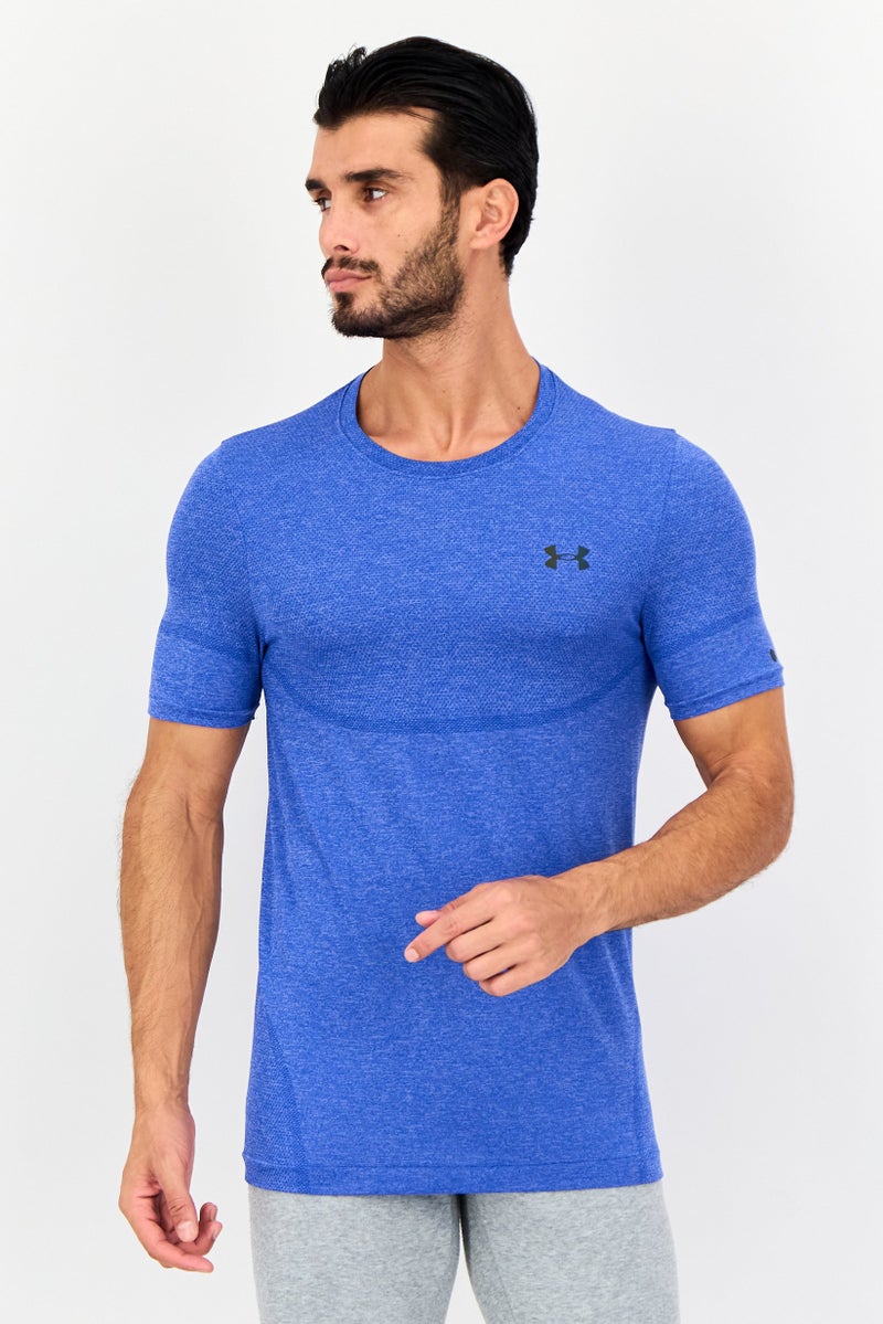 UNDER ARMOUR تي شيرت تدريب قصير الأكمام للرجال، أزرق - Image 1