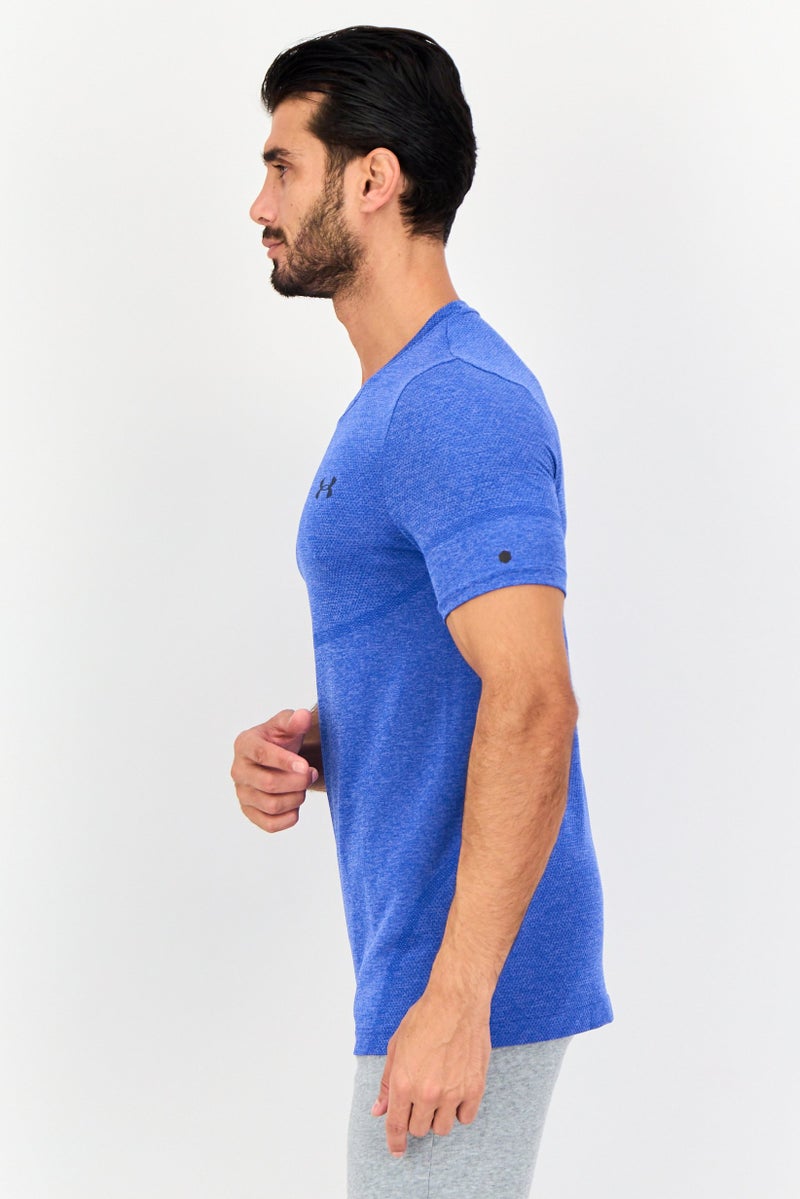 UNDER ARMOUR تي شيرت تدريب قصير الأكمام للرجال، أزرق - Image 3