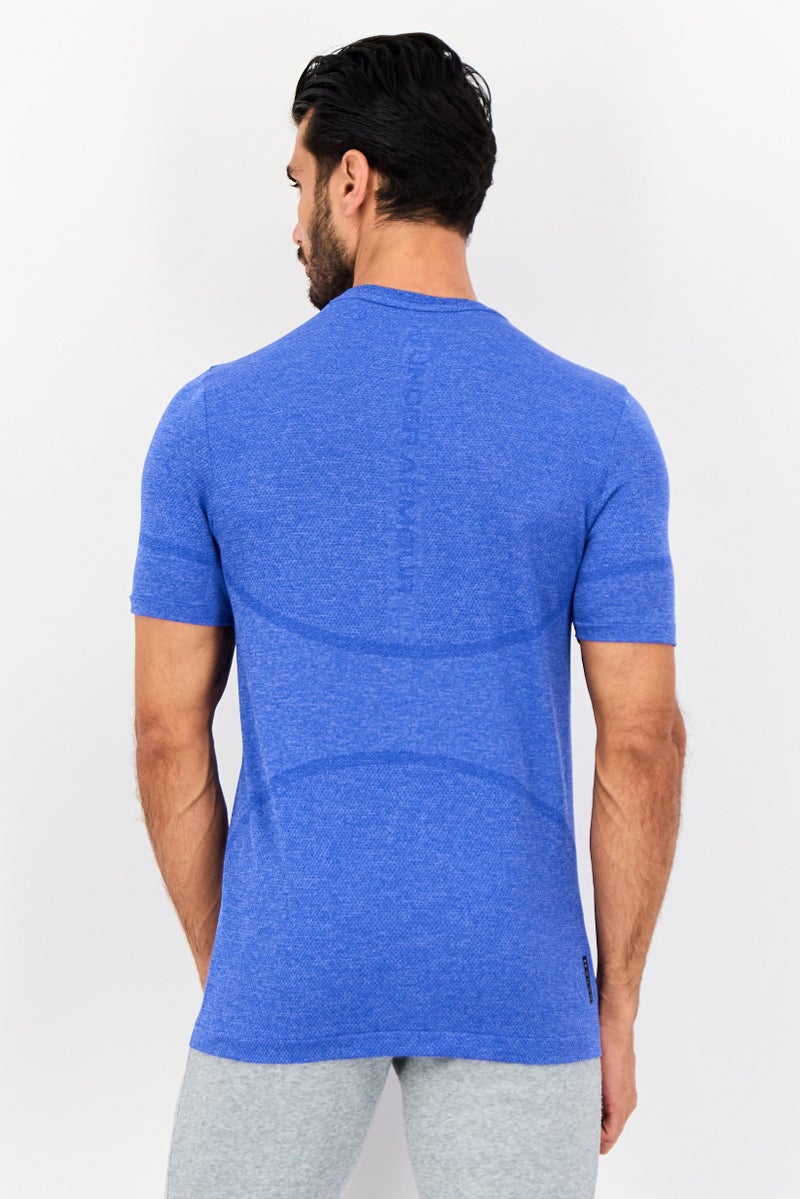 UNDER ARMOUR تي شيرت تدريب قصير الأكمام للرجال، أزرق - Image 4