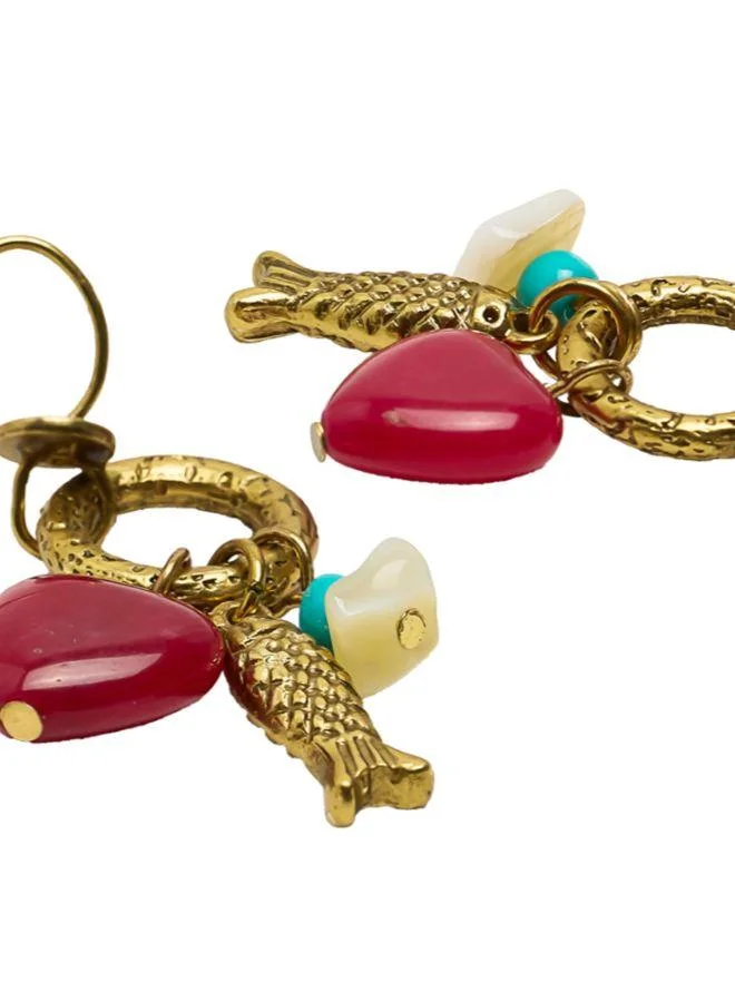 PARFOIS Earrings With Fish And Stone