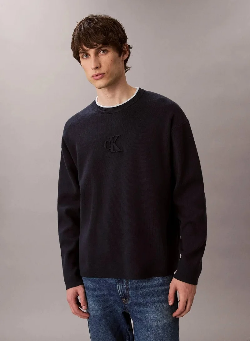 Embossed Monogram Logo Relaxed Sweater