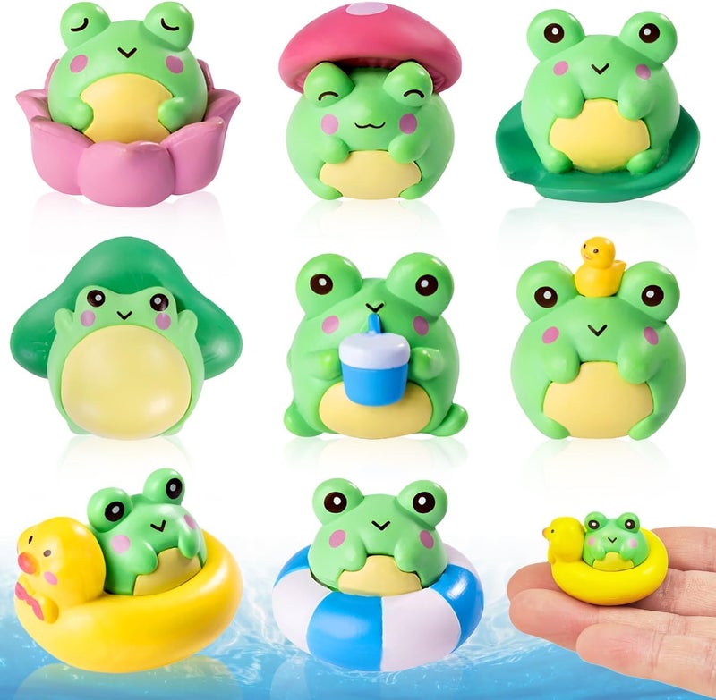 Chocozone Pack of 8 Cute Frog Miniatures Garden Decoration Gifts Home Decor Fairy Garden Decor Landscape Decorations - Image 2