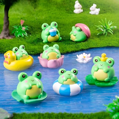 Chocozone Pack of 8 Cute Frog Miniatures Garden Decoration Gifts Home Decor Fairy Garden Decor Landscape Decorations - Image 1