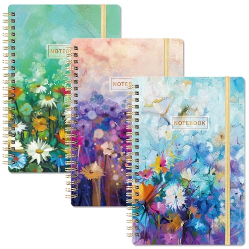 MaaIbok Spiral Notebook - 3 Pack A5 Ruled Journal Notebook, 8.3'' × 6'', 3 × 160 Pages, Journal for Women, College Ruled Notebook, Spiral Notebook with Back Pocket, Great Notebooks for School, Home & Office - Image 1