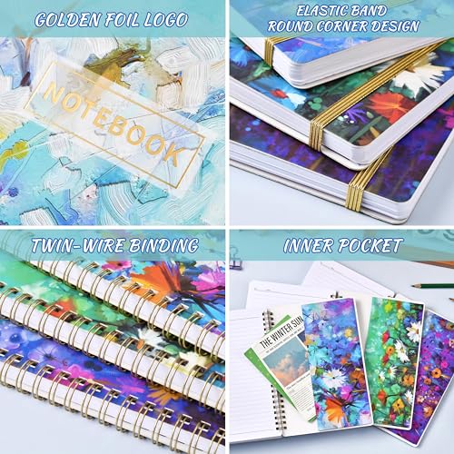 MaaIbok Spiral Notebook - 3 Pack A5 Ruled Journal Notebook, 8.3'' × 6'', 3 × 160 Pages, Journal for Women, College Ruled Notebook, Spiral Notebook with Back Pocket, Great Notebooks for School, Home & Office - Image 4