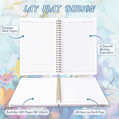 MaaIbok Spiral Notebook - 3 Pack A5 Ruled Journal Notebook, 8.3'' × 6'', 3 × 160 Pages, Journal for Women, College Ruled Notebook, Spiral Notebook with Back Pocket, Great Notebooks for School, Home & Office - Image 3