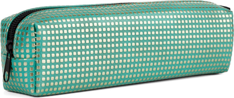 Gözde Proje Faux Leather Green Dotted Pencil Case  - Image 1