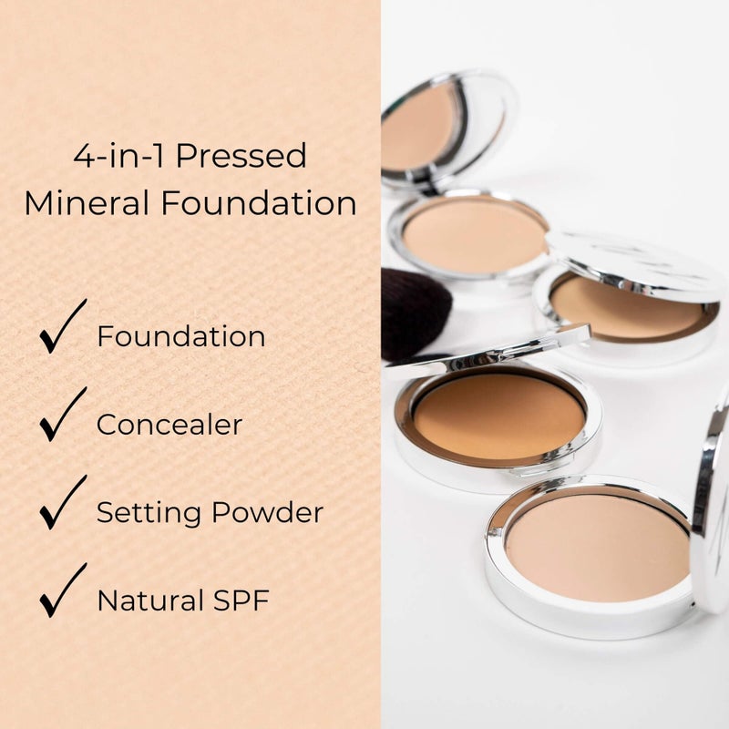 Advanced Mineral Makeup 4-in-1 Pressed Foundation Powder with Natural SPF, Concealer & Finishing for Medium to Full Coverage Foundation, Mineral-Based (Angelina, .35 oz) - Image 2
