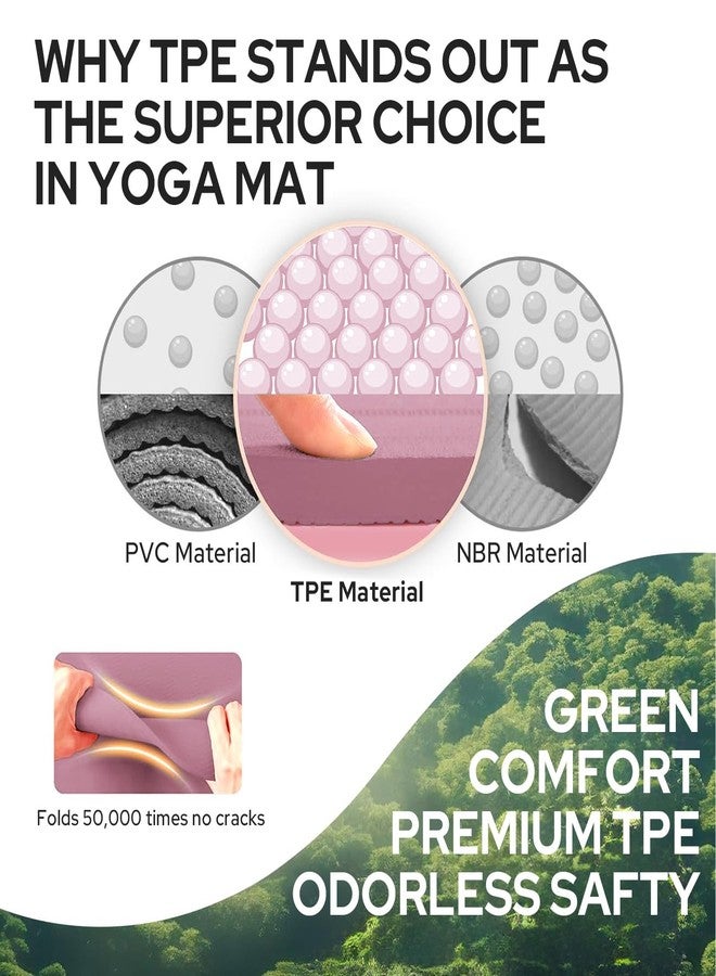 Halohop Yoga Mat for Woman True Alignment Yoga Mats TPE Material 6mm Extra Thick Anti-Slip Exercise Mat Perfect Grip Alignment Lines Durability Cushioned Pink - Image 4