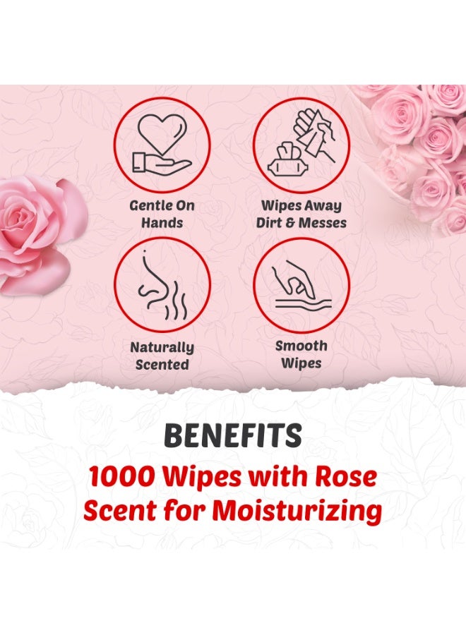 Moonwisp Wet Wipes for Cleaning and Hand Sanitizing, Rose Scented, Moisturizing, Travel-Friendly, Hypoallergenic, All-Purpose Wipes, Perfect for Adults and Kids (Red, PACK 10) - Image 4