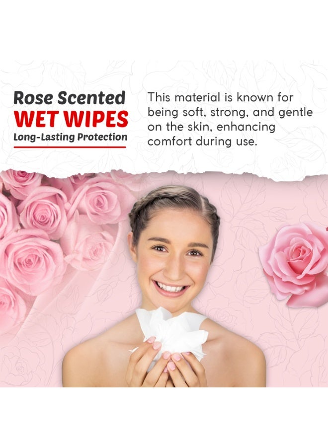 Moonwisp Wet Wipes for Cleaning and Hand Sanitizing, Rose Scented, Moisturizing, Travel-Friendly, Hypoallergenic, All-Purpose Wipes, Perfect for Adults and Kids (Red, PACK 10) - Image 3