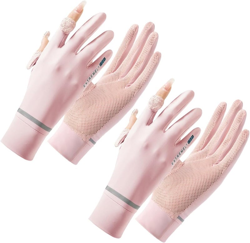 ECVV 2 Pairs Women Sun Protective Gloves Summer UV Protection Gloves Sunblock Touchscreen Glove for Driving Riding Cycling - Image 1