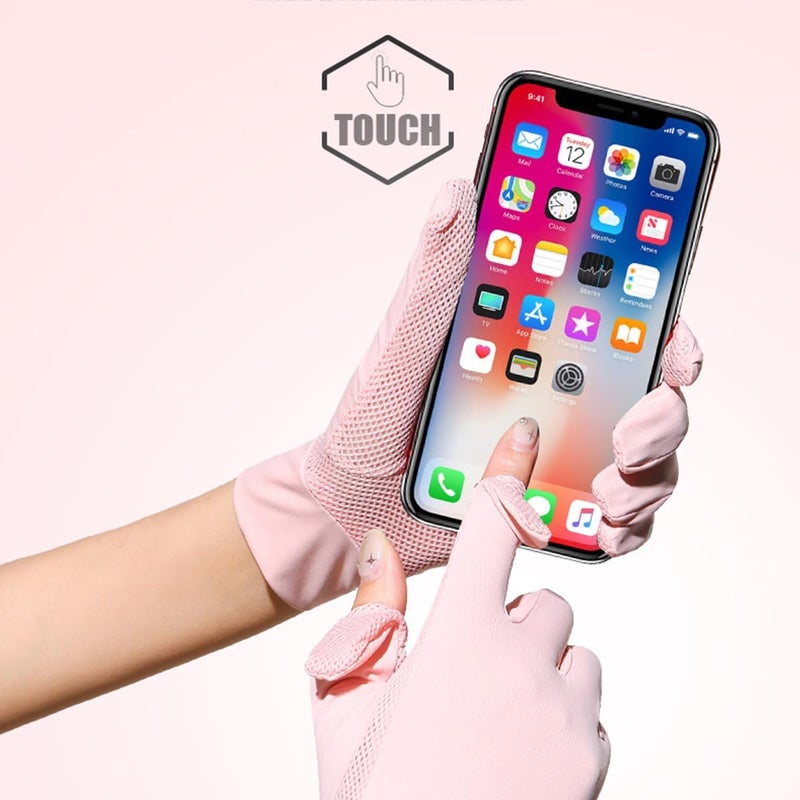 ECVV 2 Pairs Women Sun Protective Gloves Summer UV Protection Gloves Sunblock Touchscreen Glove for Driving Riding Cycling - Image 2