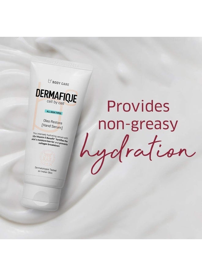 Dermafique Oleo Restore Hand Cream 50g, For Soft, Supple, Ageless hands, Protects from UV Induced damage, 10x Vitamin E, Glycerin, For Dry & Rough Hands, For Women & Men, Prevents Collagen Breakdown - Image 3
