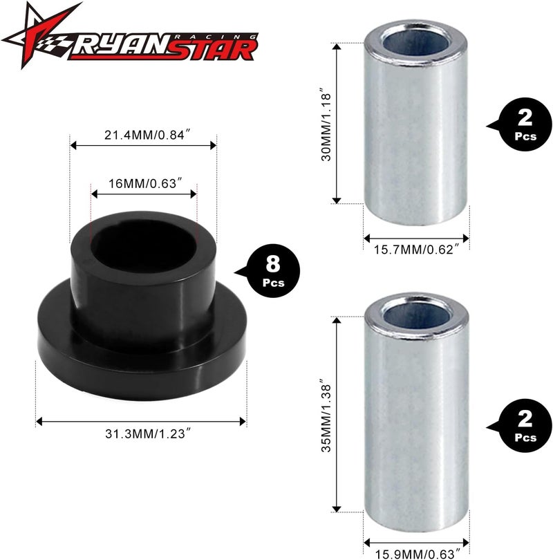 RYANSTAR RACING Front Shock Bushing Sleeve Kit for Polaris Ranger and RZR Models - Image 2