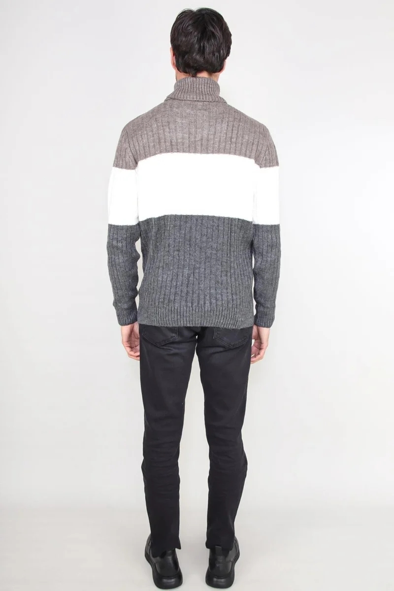 Alexander Gardi Color Block Turtleneck Sweater, Gray (E20-EZEE04)