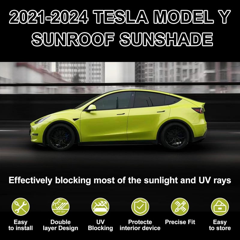 CHIYLE Glass Roof Sunshade for Tesla Model Y 2024-2021, Insulation UV Rays Protection 2024 Tesla Model Y Sunroof Shade, Tesla Model Y 2024 Sunshade Roof for Tesla Model Y Accessories 2024-2021(Black) - Image 5