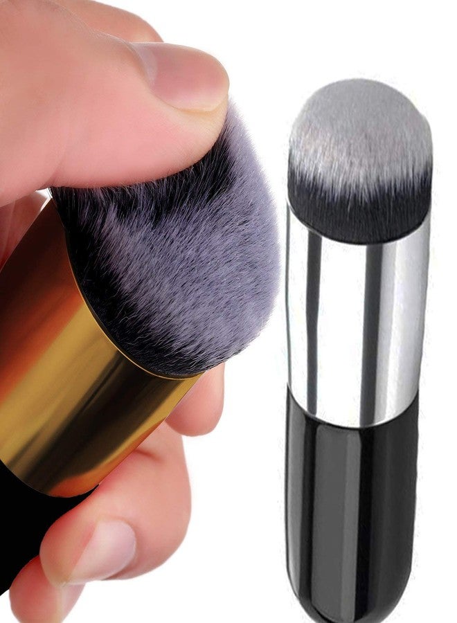 Zirak Premium Makeup Brush and Sponge Set - 2 Foundation Kabuki Brushes + 3 Beauty Blender Puffs - Flat Top Brush and Puff Combo for Liquid, Cream, and Powder Makeup - Pack of 5 - Image 2